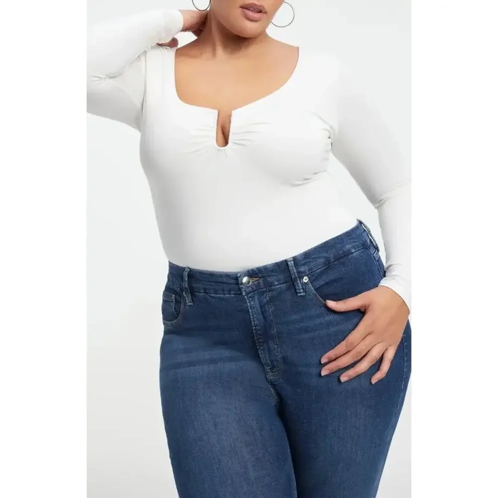 Good American Ivory White U-Ring Scoop Neck Long Sleeve Bodysuit Size 2XL - Picture 3 of 7